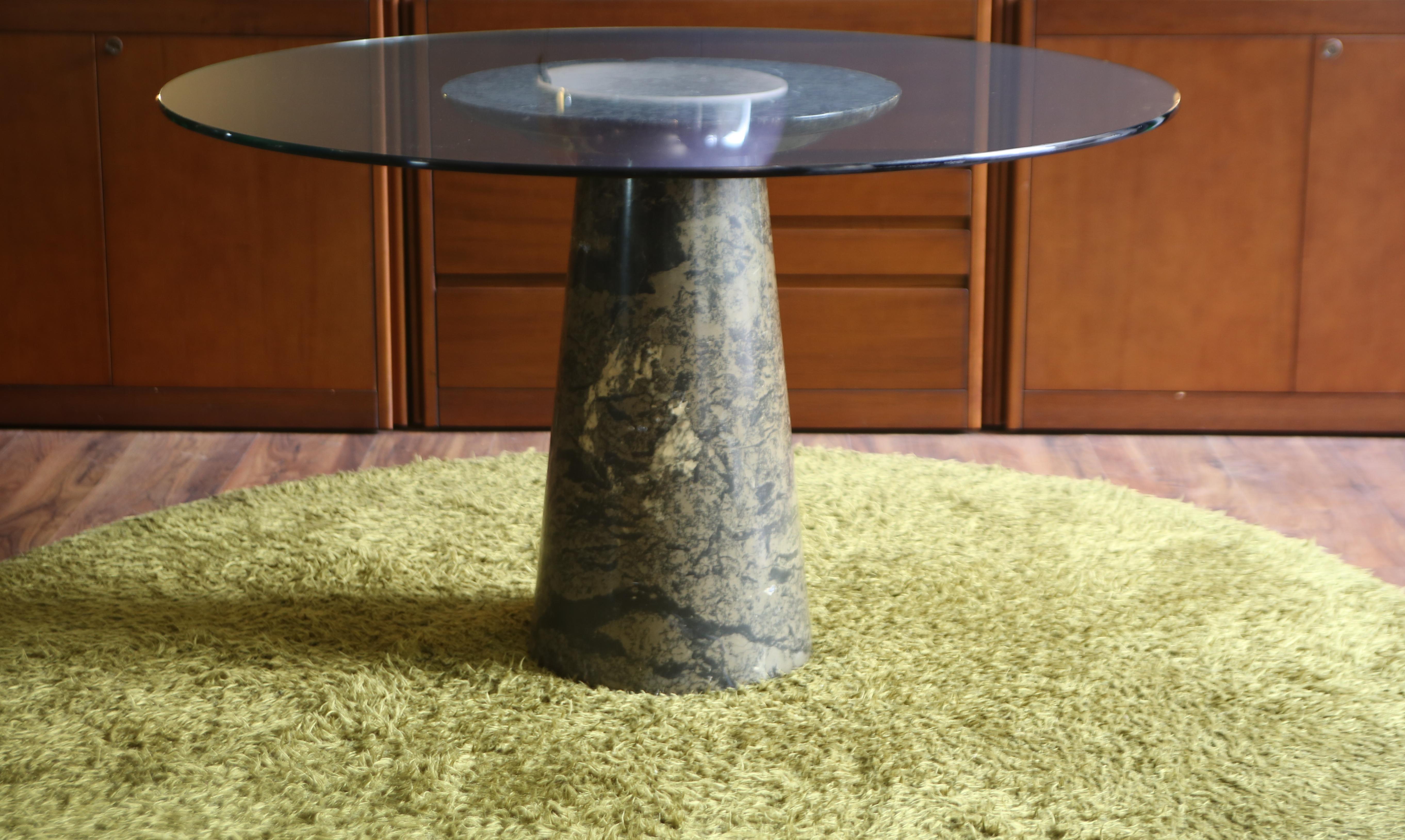 Italian Rare Angelo Mangiarotti green marble dining table 1970s  For Sale