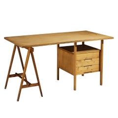 Rare Angelo Mangiarotti Writing Desk in Birch from Own Studio