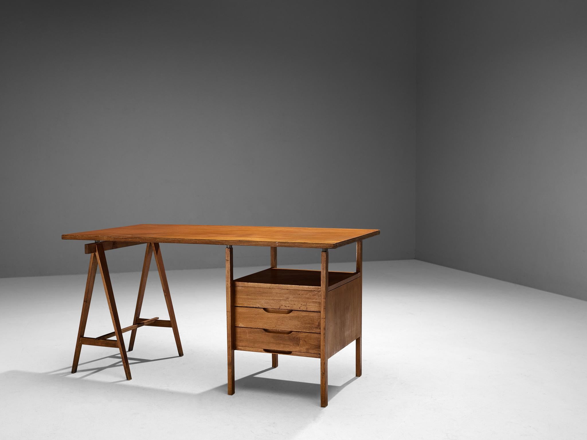 Angelo Mangiarotti for Piero Frigerio, writing desk, walnut, Italy, late 20th century

A highly rare and valuable piece of furniture that has been used for Angelo Mangiarotti's design studio located in Via Cesare da Sesto, Milan, where he worked