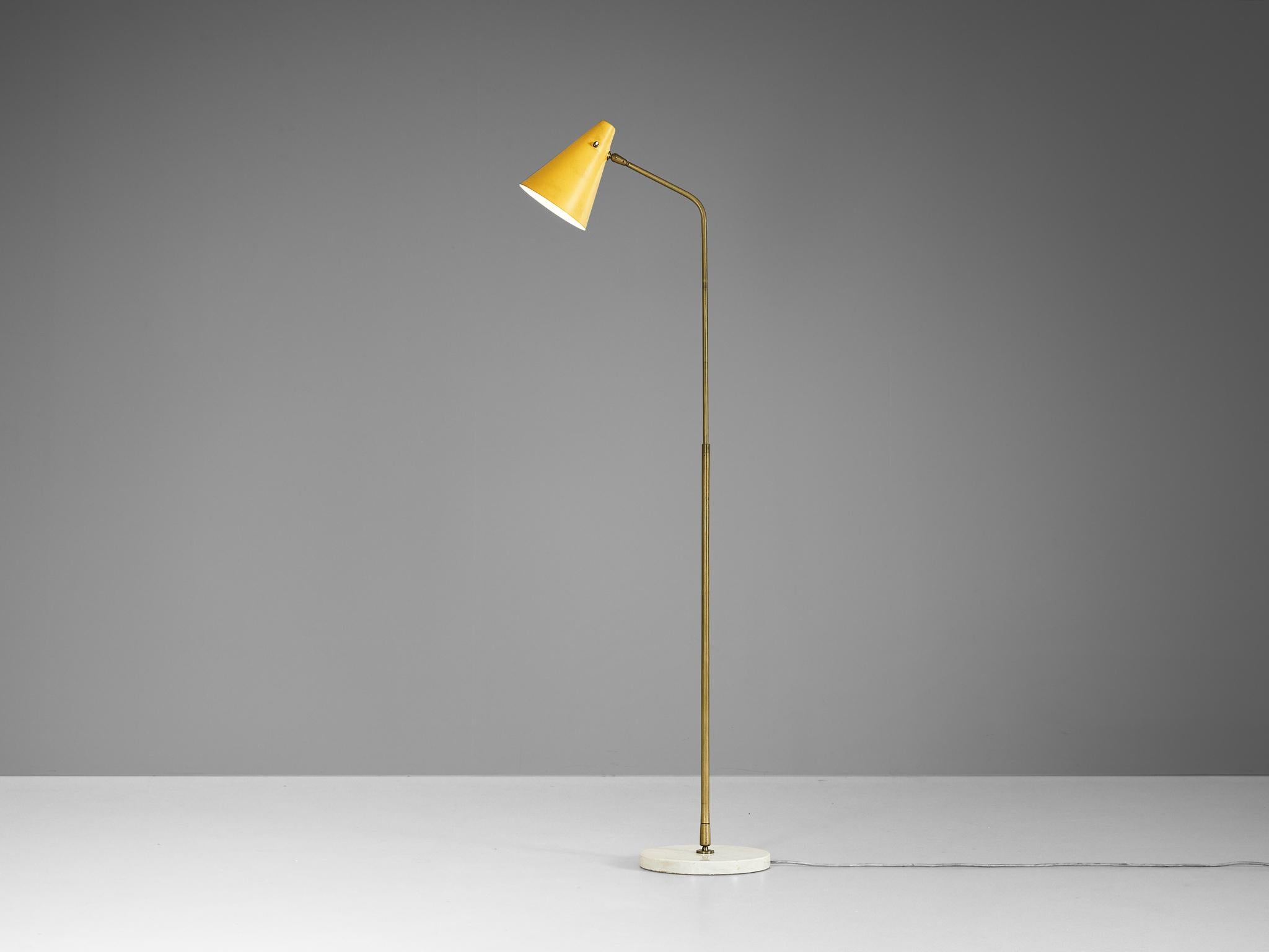 Rare Angelo Ostuni for O-Luce Floor Lamp with Ocher Yellow Shade  For Sale 3
