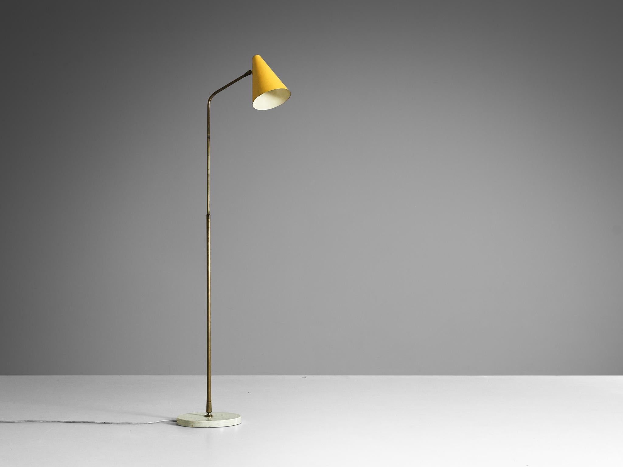Rare Angelo Ostuni for O-Luce Floor Lamp with Ocher Yellow Shade  For Sale 4