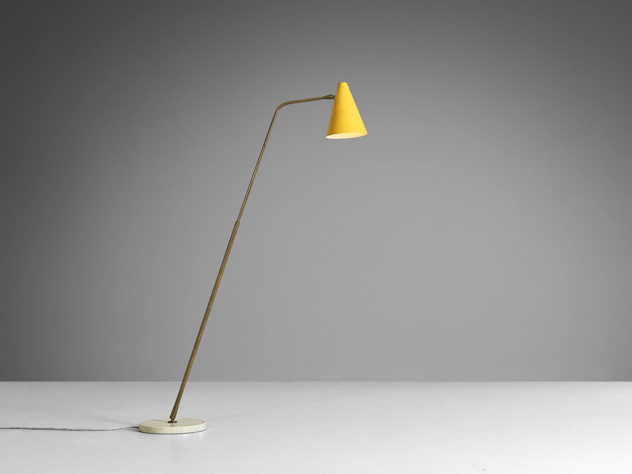 Angelo Ostuni for O-Luce, floor lamp, model '312 V2', Carrara marble, brass, coated aluminum, Italy, 1949

This floor lamp is designed by the influential designer in the field of lighting design Angelo Ostuni in 1949 which his brother Giuseppe took