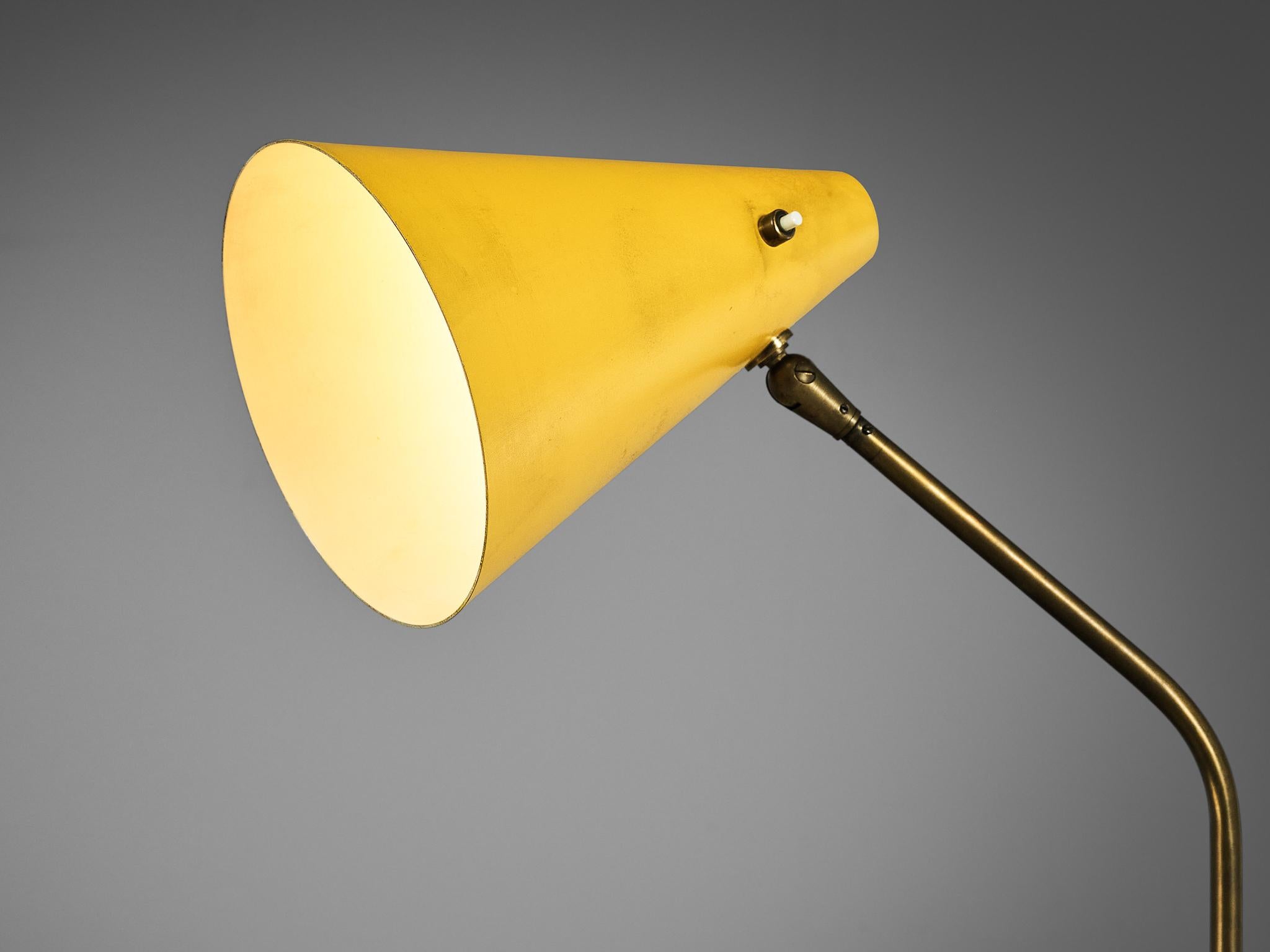 Mid-Century Modern Rare Angelo Ostuni for O-Luce Floor Lamp with Ocher Yellow Shade  For Sale