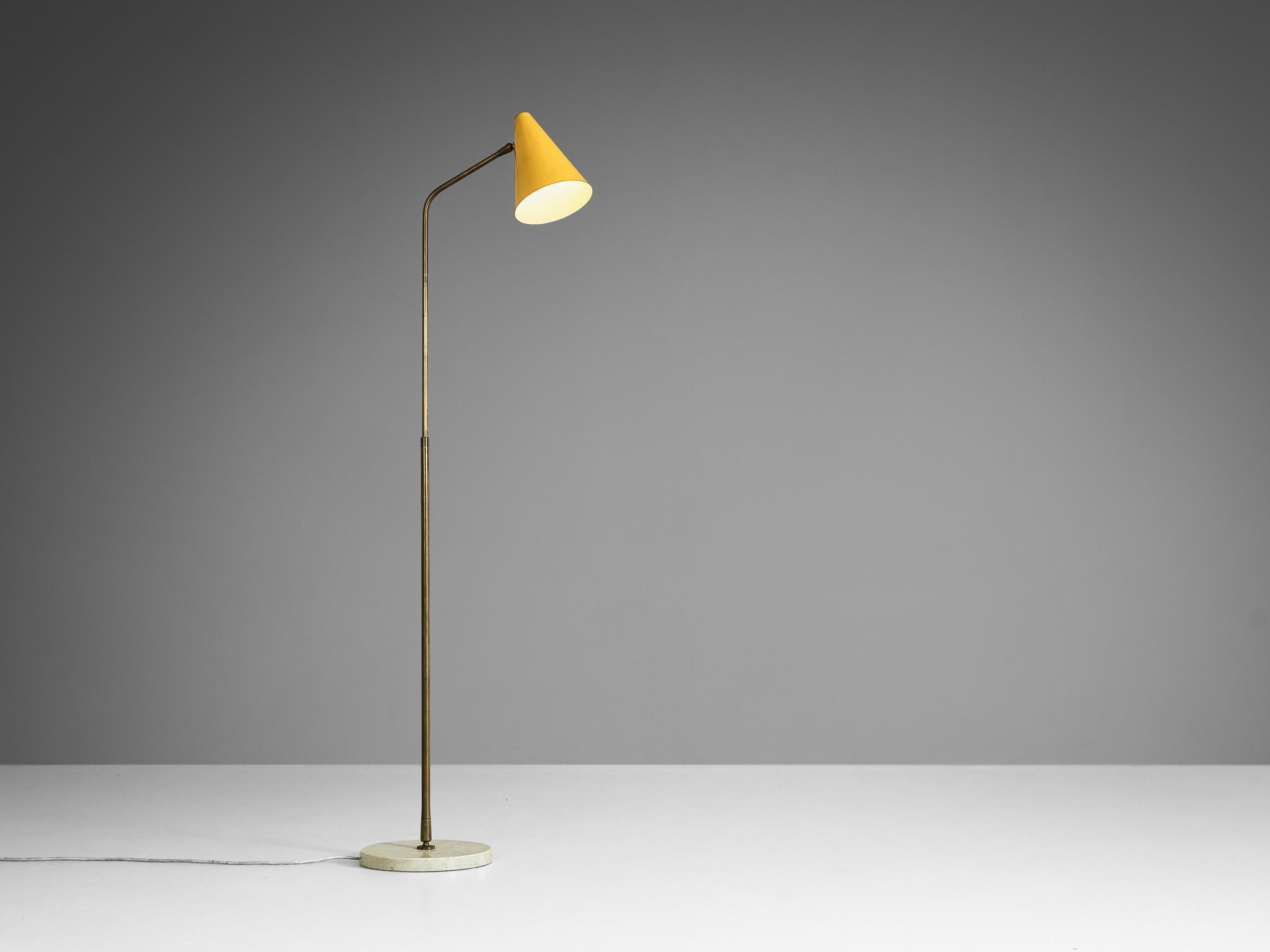 Rare Angelo Ostuni for O-Luce Floor Lamp with Ocher Yellow Shade  In Good Condition For Sale In Waalwijk, NL