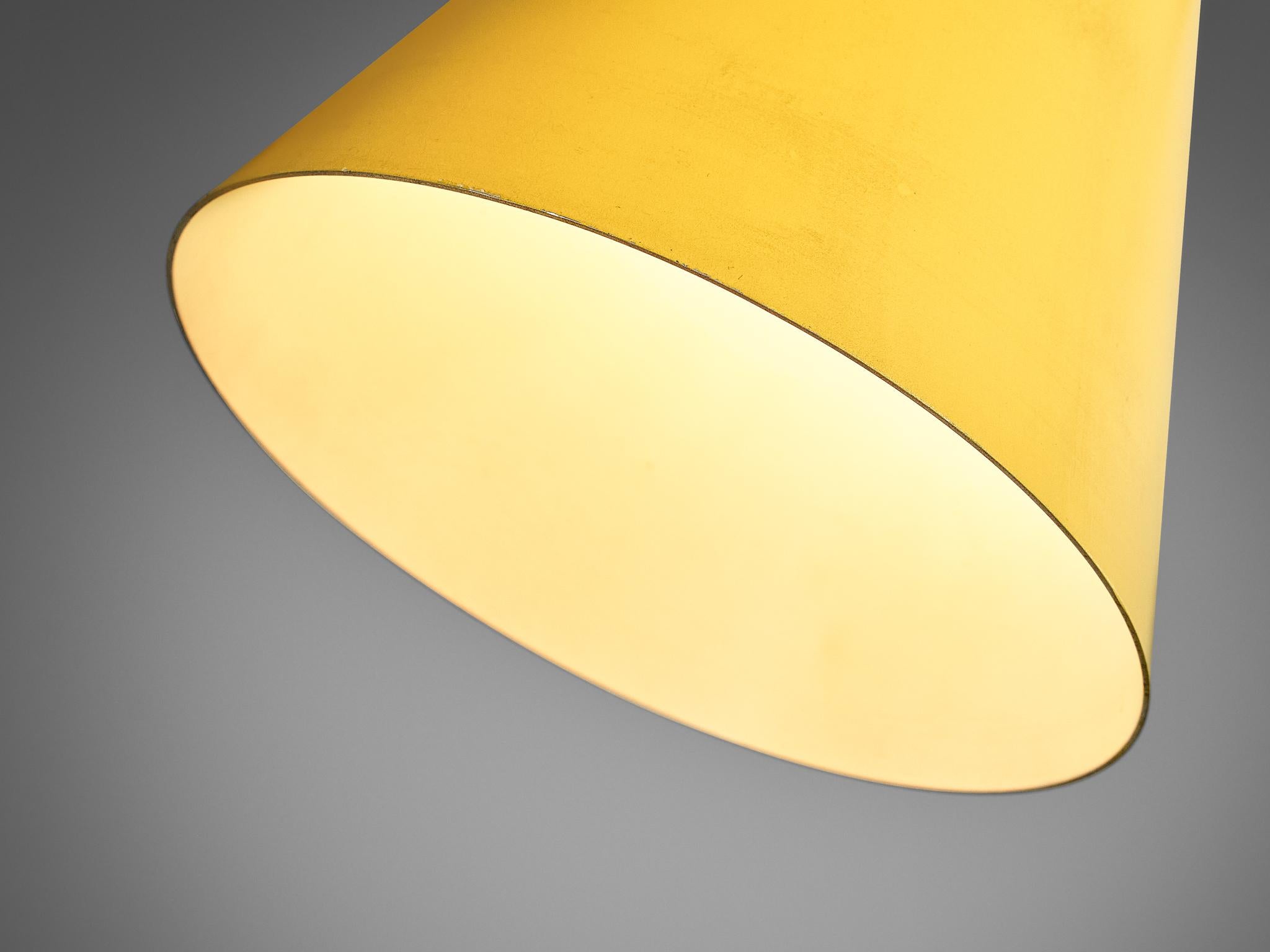 Mid-20th Century Rare Angelo Ostuni for O-Luce Floor Lamp with Ocher Yellow Shade  For Sale