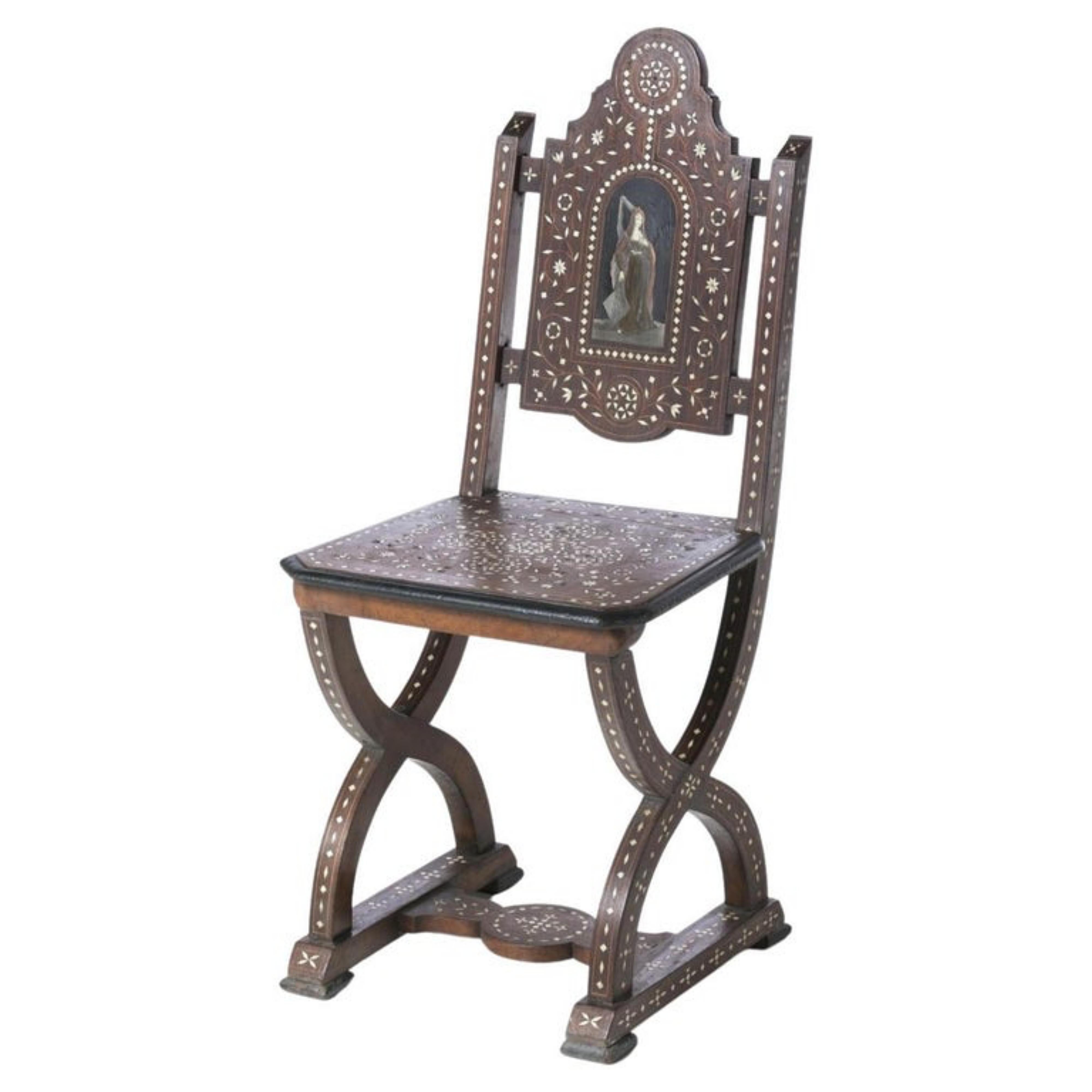 Fait main Chaise anglo-indienne rare 19ème siècle en vente