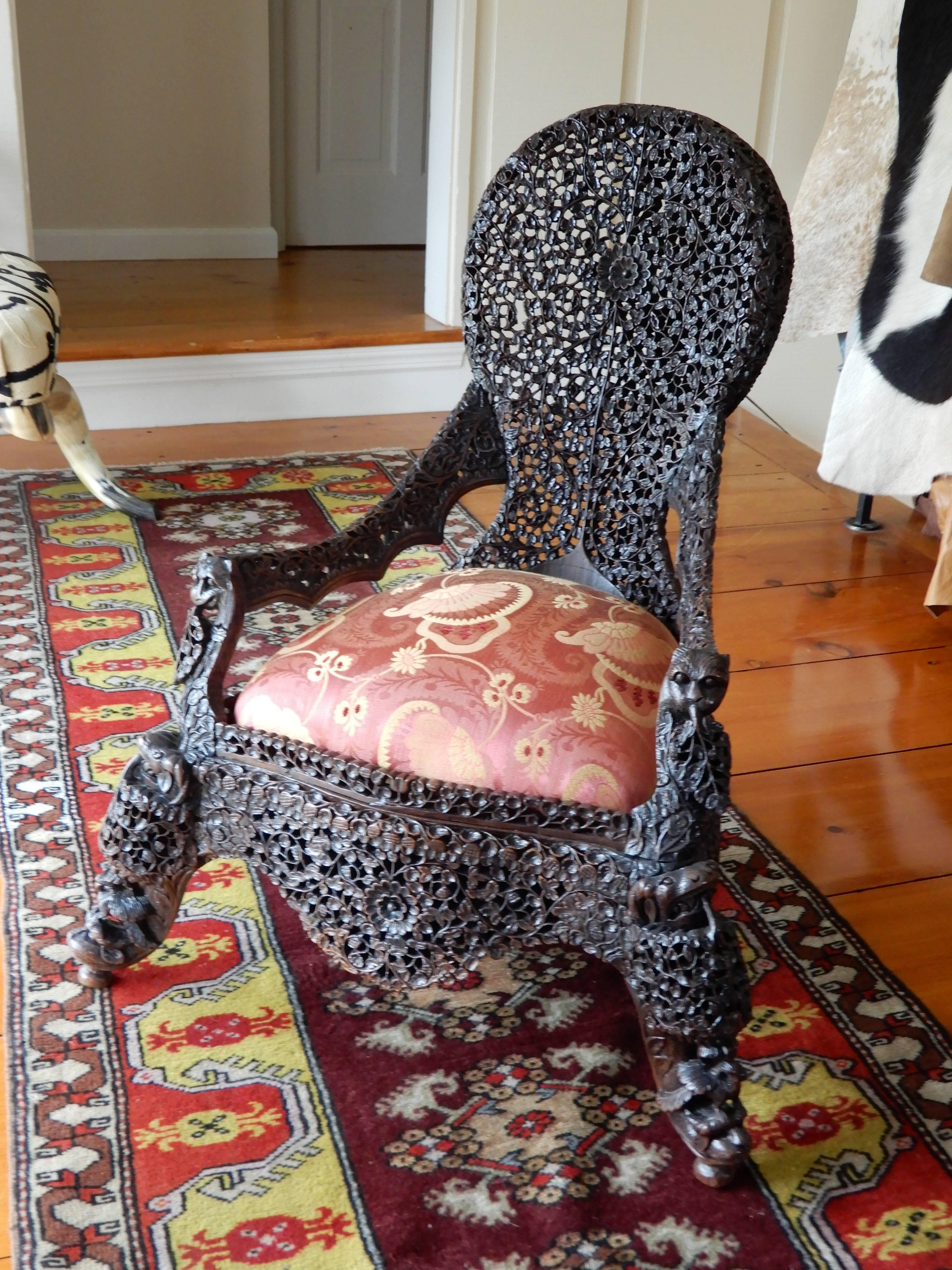 Rosewood Rare Anglo-Raj Childs Chair or Slipper Chair  circa 1890 For Sale
