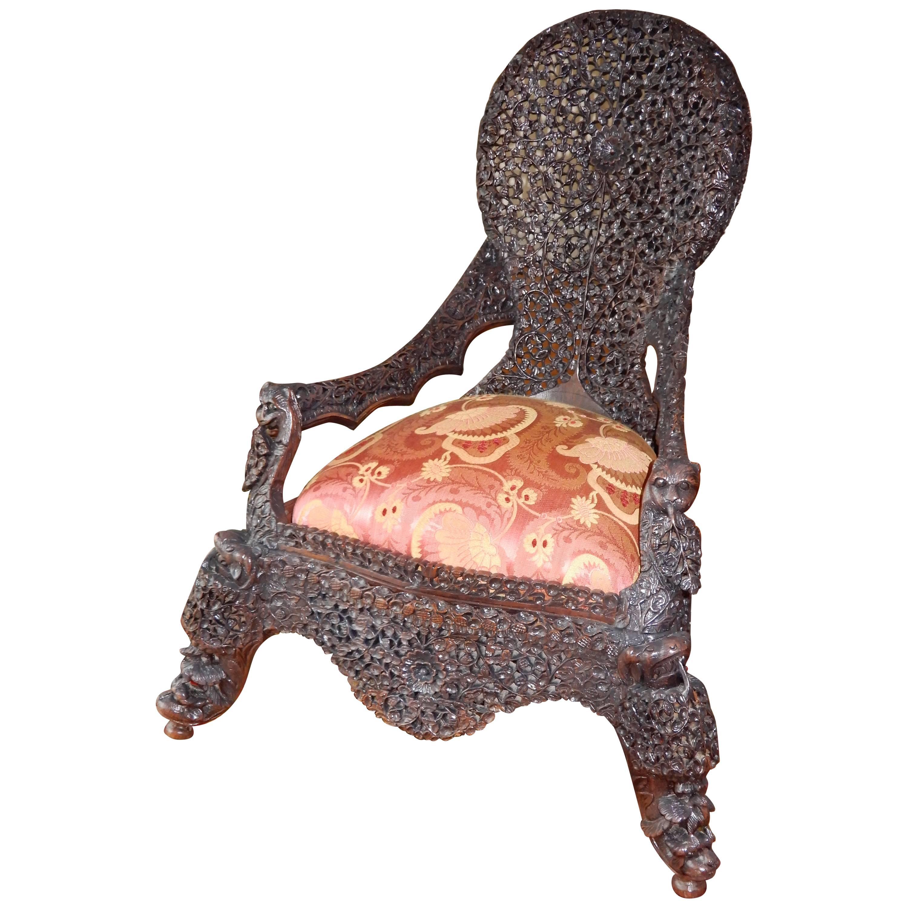 Chaise d'enfant ou fauteuil pantoufle Anglo-Raj rare  vers 1890