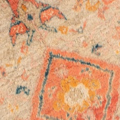 Rare Angora Oushak in Soft Apricot, Teal, Bright Clementine, Ochre, Blush c.1900