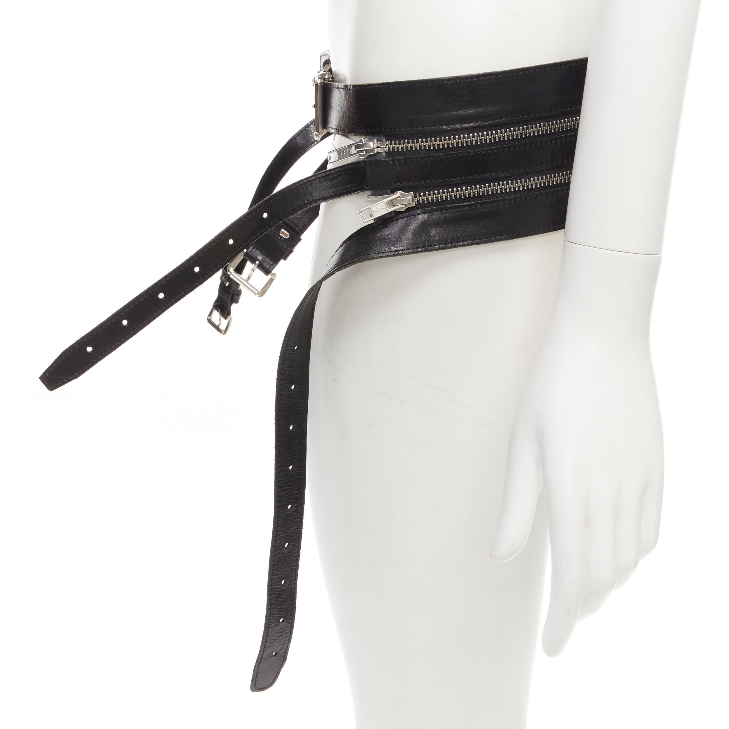 rare ANN DEMEULEMEESTER black leather convertible 3-in-1 wide belt S 3