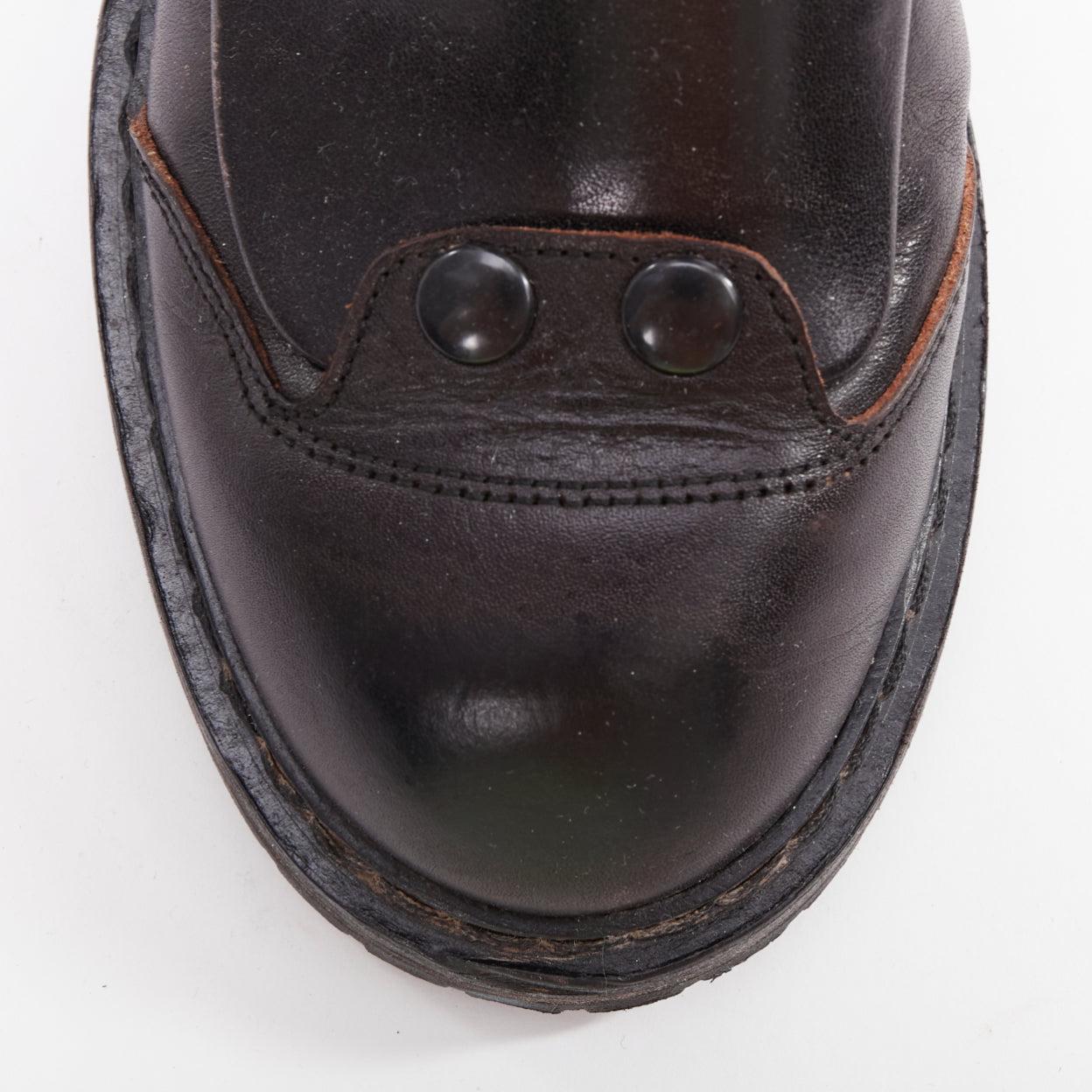rare ANN DEMEULEMEESTER black leather snap button panels tall combat boots EU36 im Angebot 1