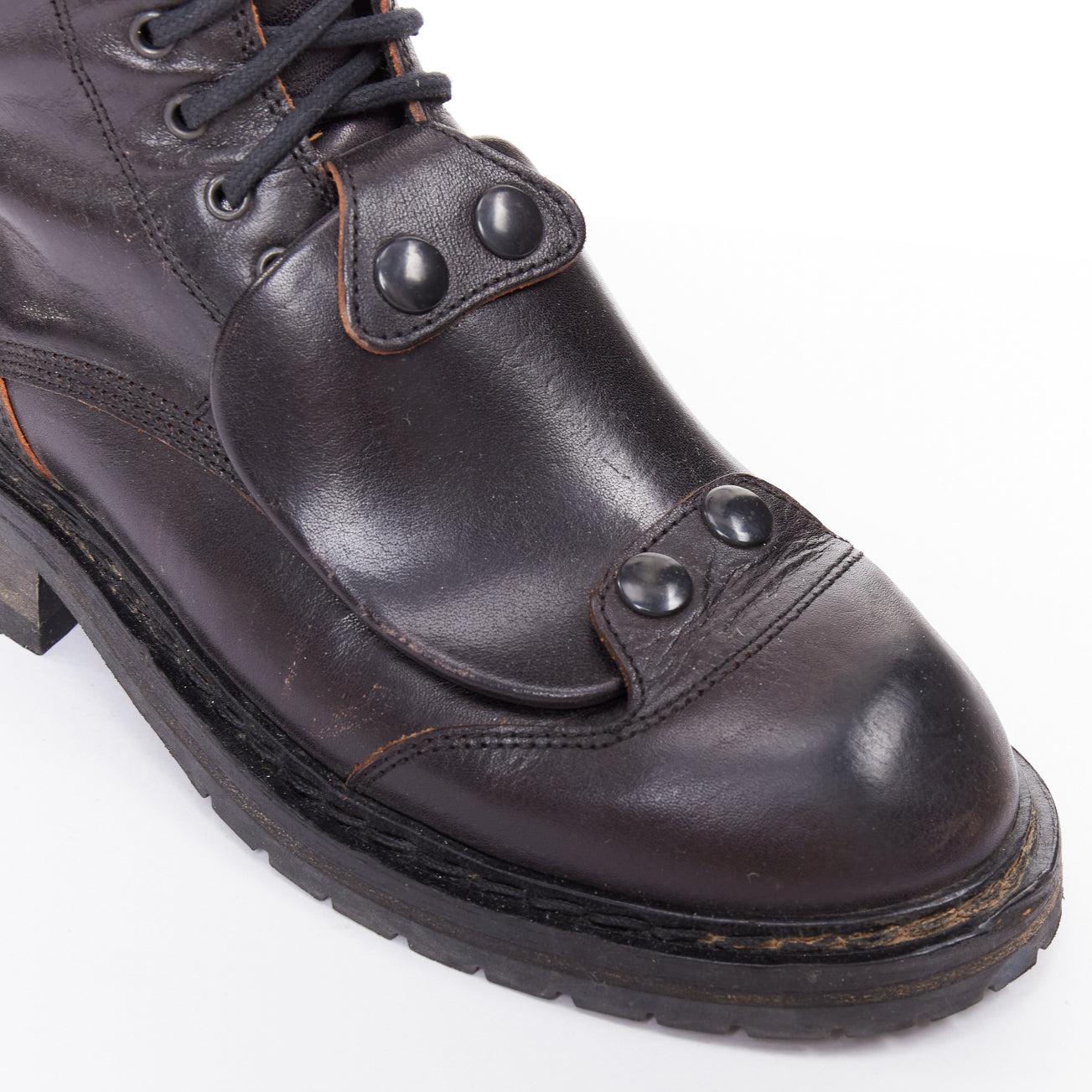 rare ANN DEMEULEMEESTER black leather snap button panels tall combat boots EU36 im Angebot 2