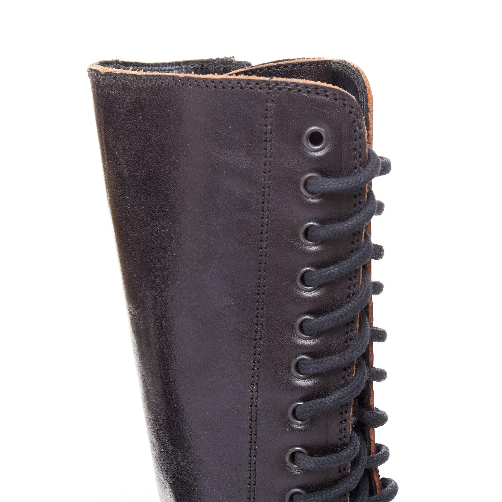 rare ANN DEMEULEMEESTER black leather snap button panels tall combat boots EU36 im Angebot 3