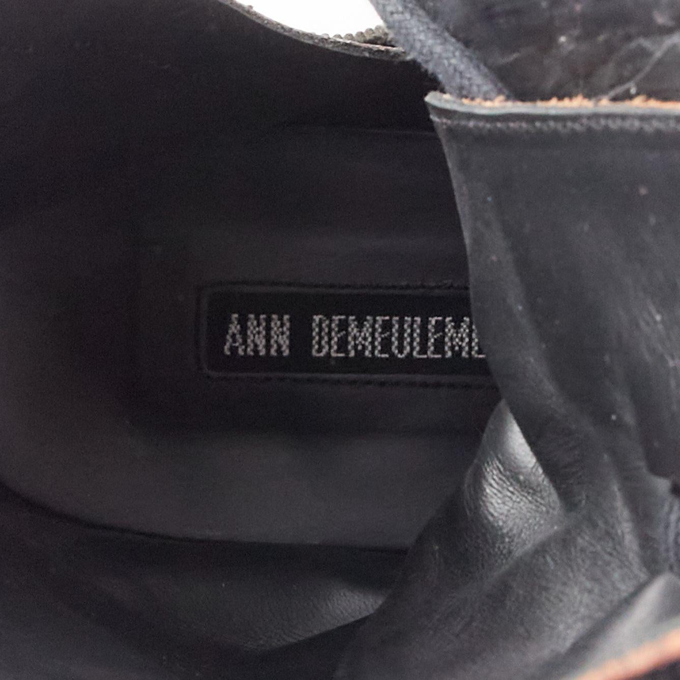 rare ANN DEMEULEMEESTER black leather snap button panels tall combat boots EU36 im Angebot 4