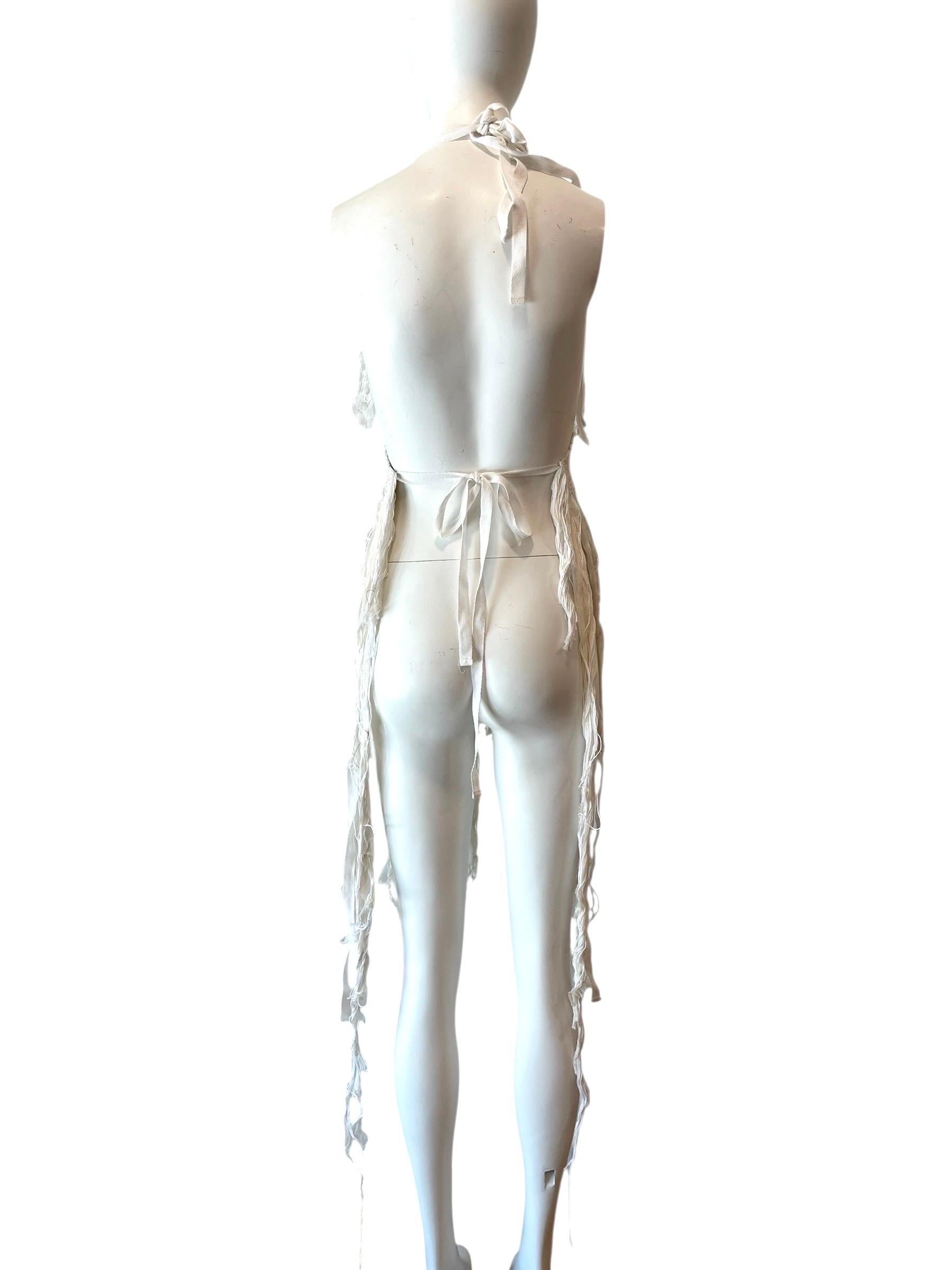 Rare Ann Demeulemeester fringed hand woven halter top vintage For Sale 2