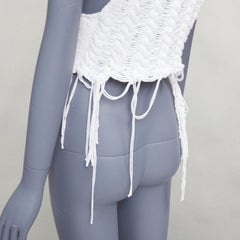 rare ANN DEMEULEMEESTER white heavy knit distressed loops hem vest L