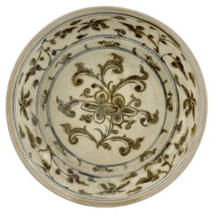 Antique Rare Annamese Brown Dish Circa 15th Century, Le Dynasty