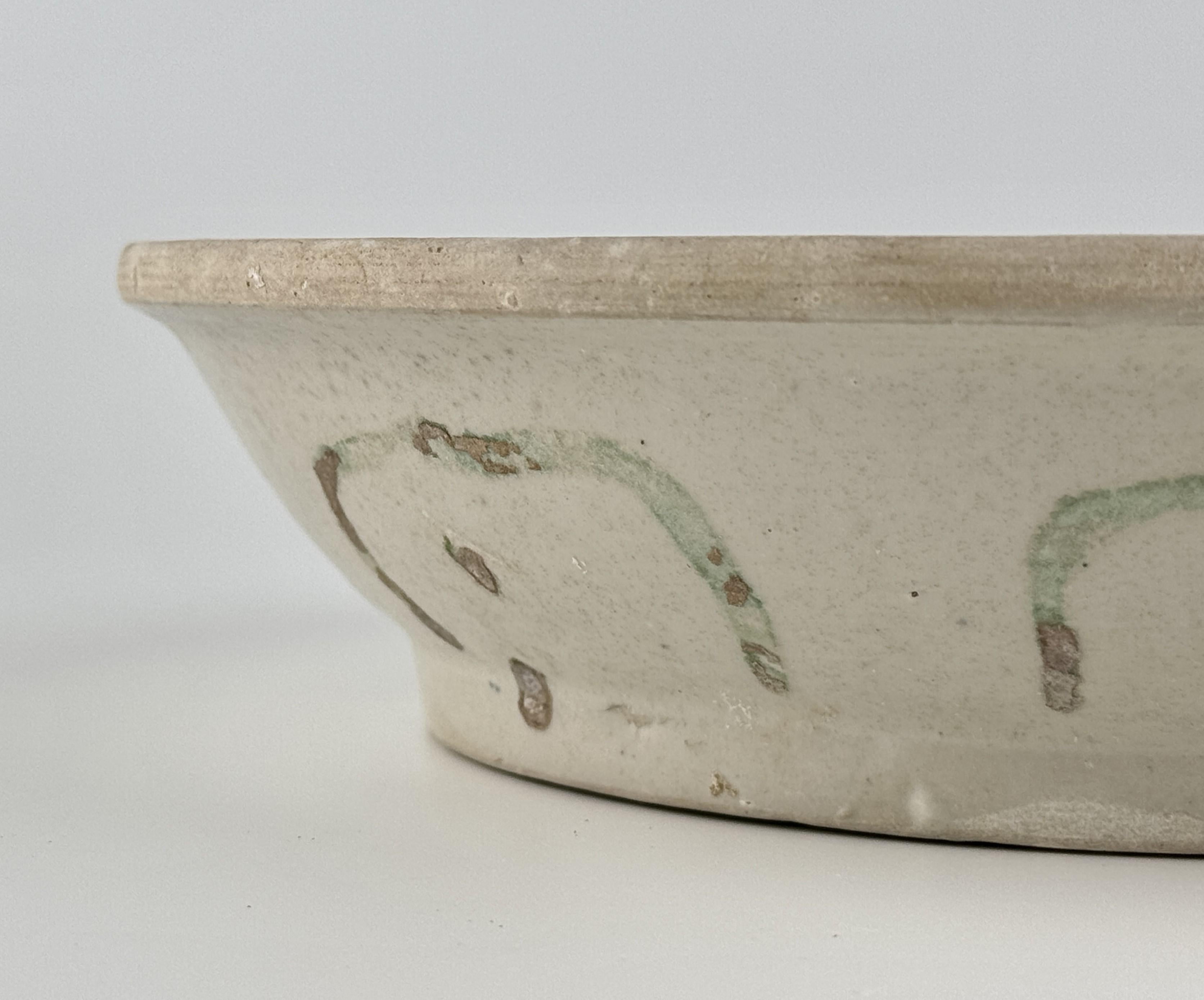 18th Century and Earlier Rare Annamese Stoneware with underglaze Blue and Painted Green, 15-16th Century For Sale