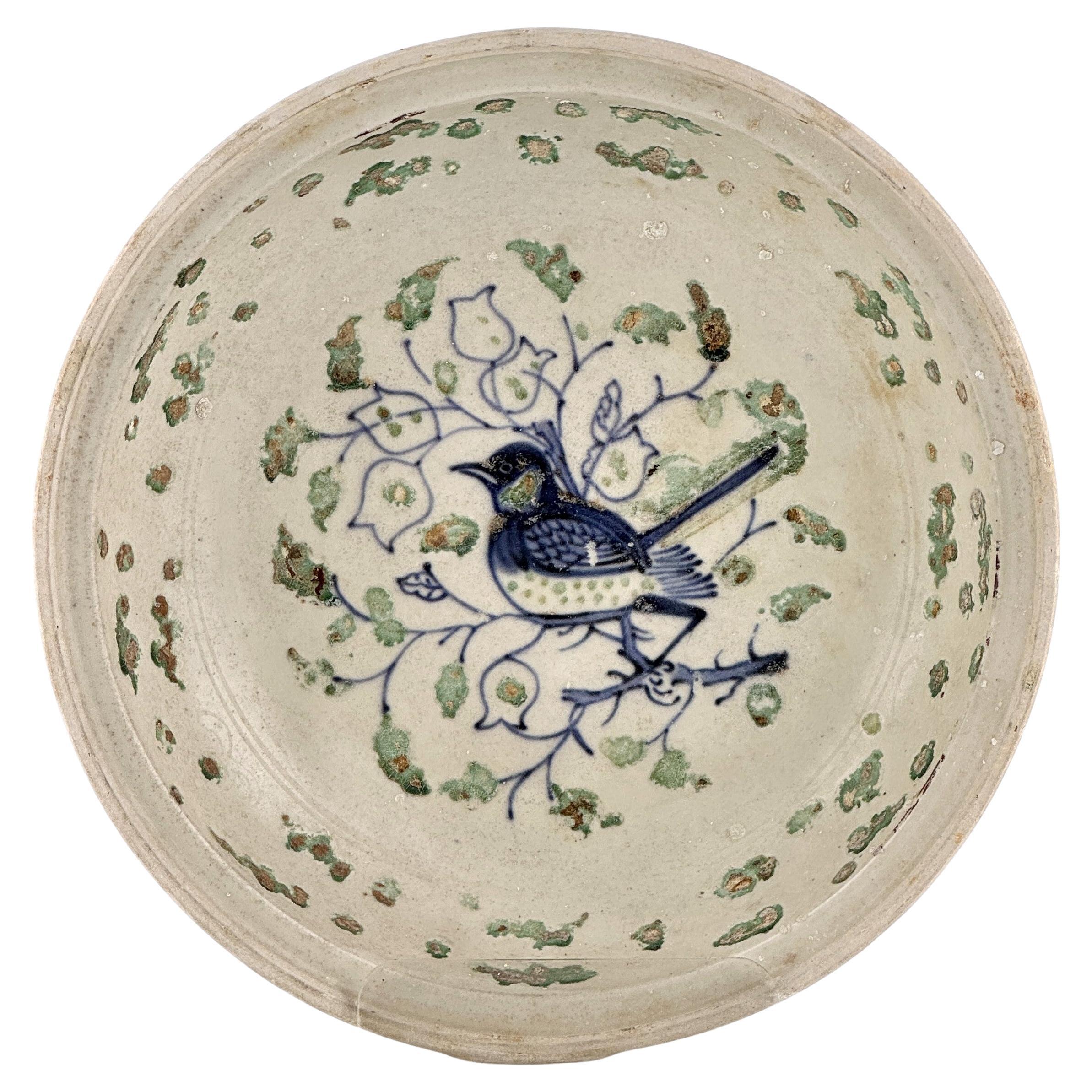 Rare Annamese Stoneware with underglaze Blue and Painted Green, 15-16th Century