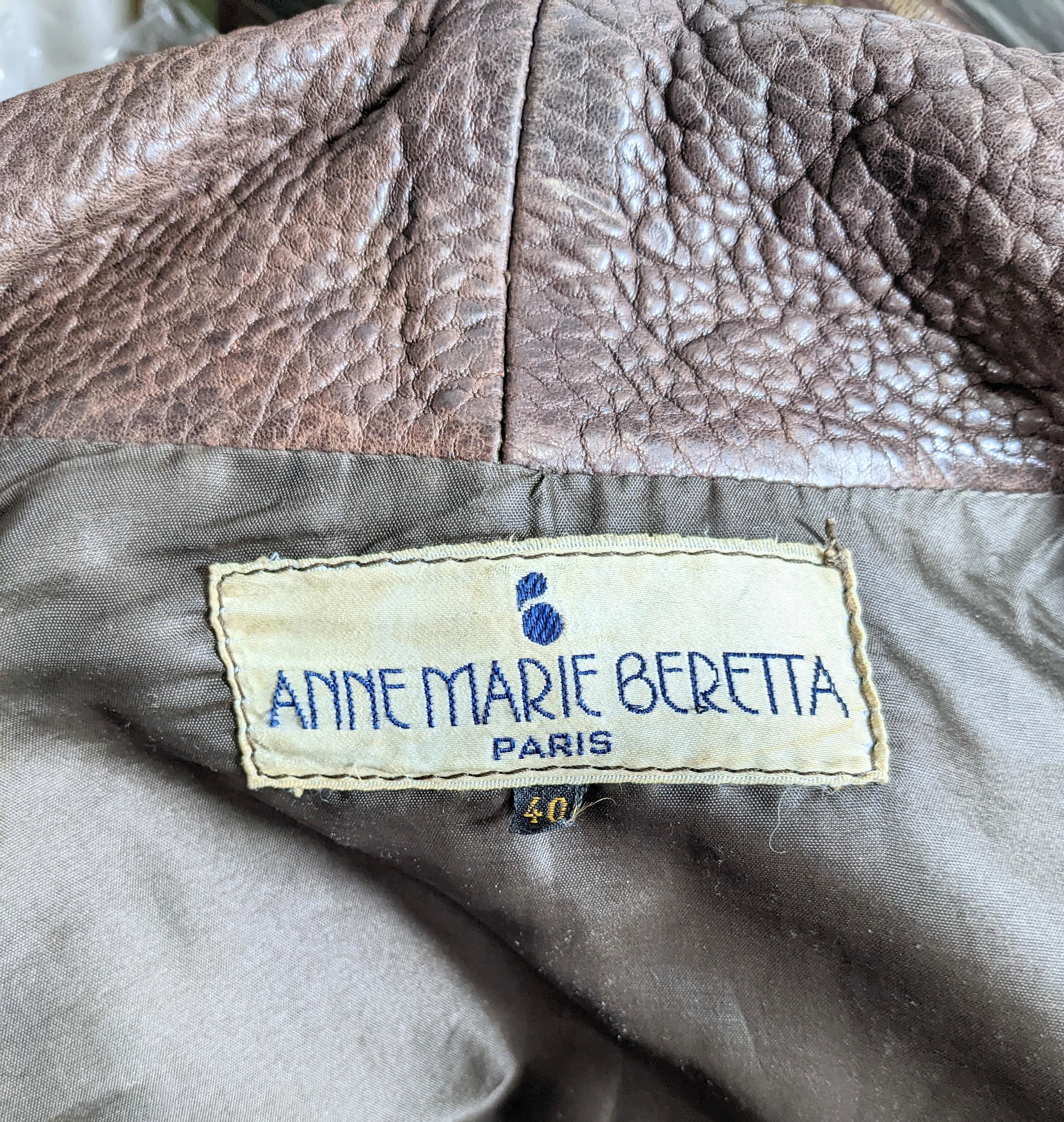 Rare Anne Marie Beretta Grained Leather Bomber 6