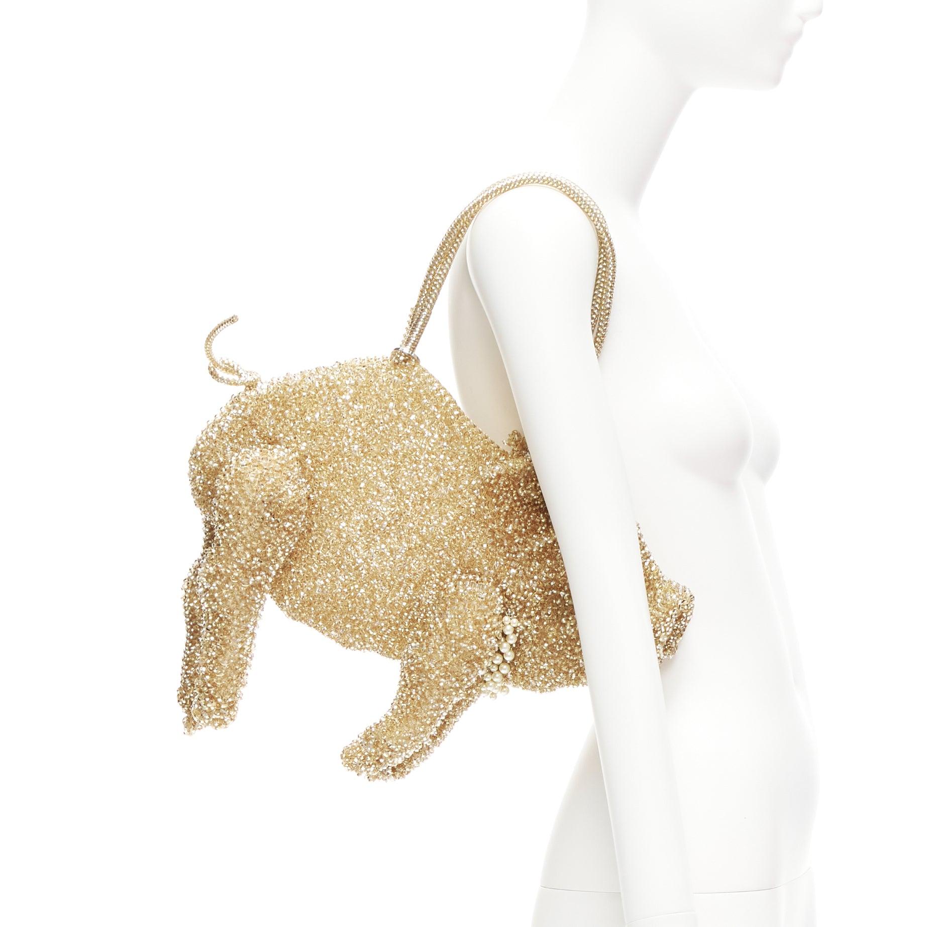 rare ANTEPRIMA FRANC FRANC Wire Bag gold Pig pearl necklace bag
Reference: ANWU/A01065
Brand: Anteprima
Material: Plastic
Color: Gold
Pattern: Solid
Extra Details: Pearl embellishments at pig's neck

CONDITION:
Condition: Excellent, this item was