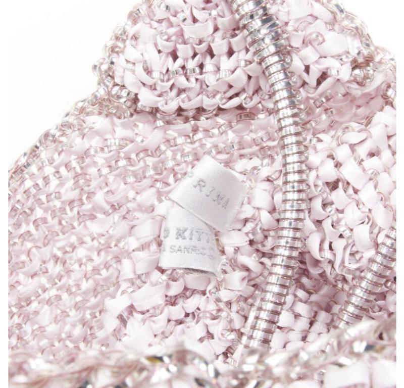 rare ANTEPRIMA HELLO KITTY pink crystal bow silk ribbon Signature wire bag 6