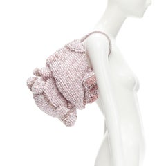 rare ANTEPRIMA HELLO KITTY pink crystal bow silk ribbon Signature wire bag