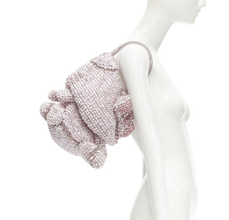 rare ANTEPRIMA HELLO KITTY pink crystal bow silk ribbon Signature wire bag
Reference: ANWU/A00934
Brand: Anteprima
Collection: Hello Kitty
Material: Plastic
Color: Pink
Pattern: Solid
Extra Details: Top handle statement bag. Crystal rhinestone