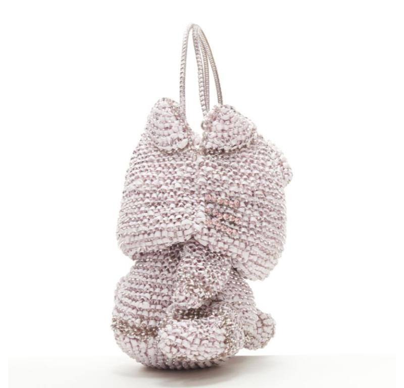 Women's rare ANTEPRIMA HELLO KITTY pink crystal bow silk ribbon Signature wire bag