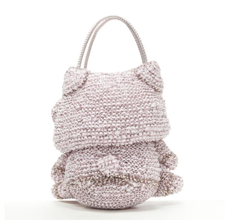 rare ANTEPRIMA HELLO KITTY pink crystal bow silk ribbon Signature wire bag 1