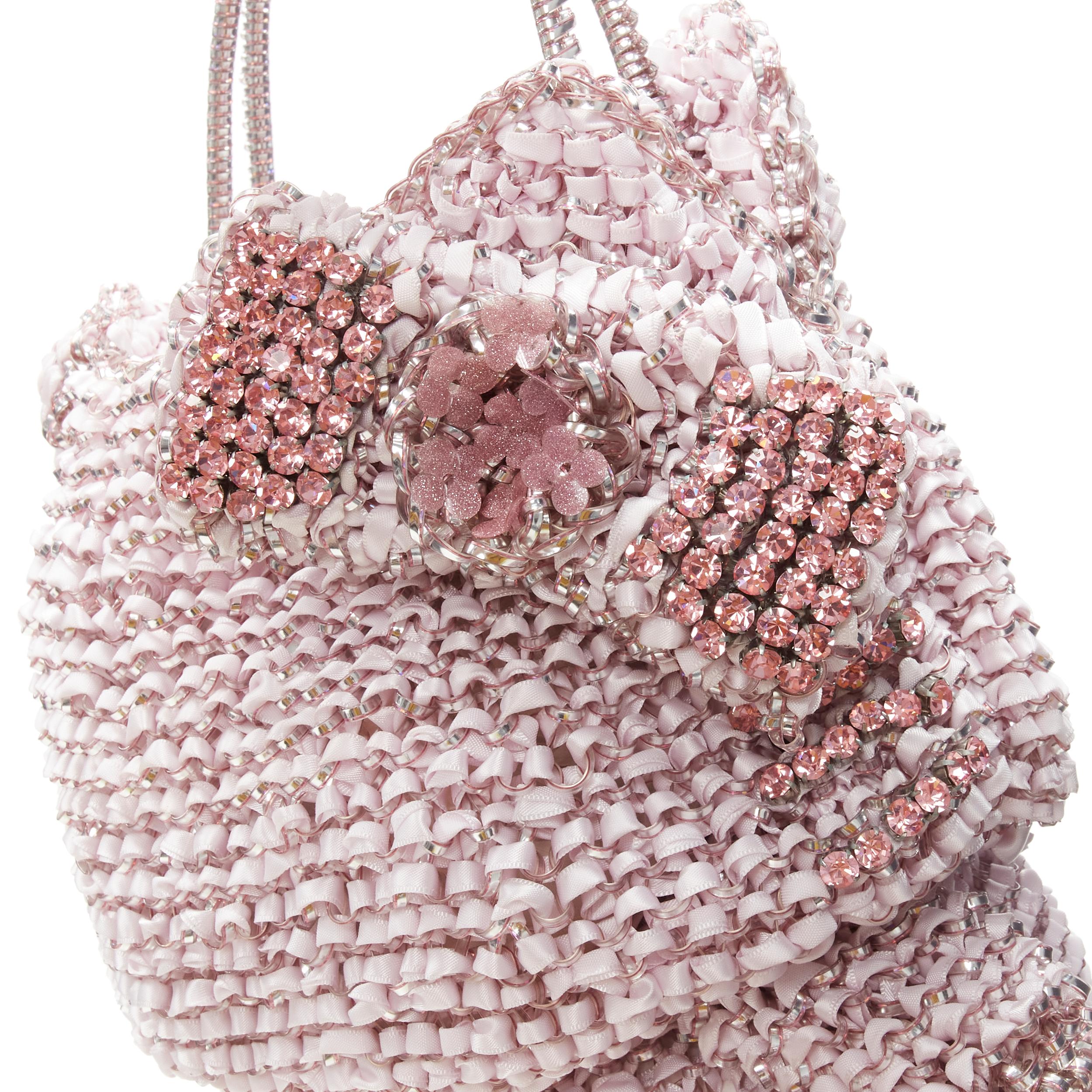 rare ANTEPRIMA HELLO KITTY pink crystal bow silk ribbon Signature wire bag For Sale 1