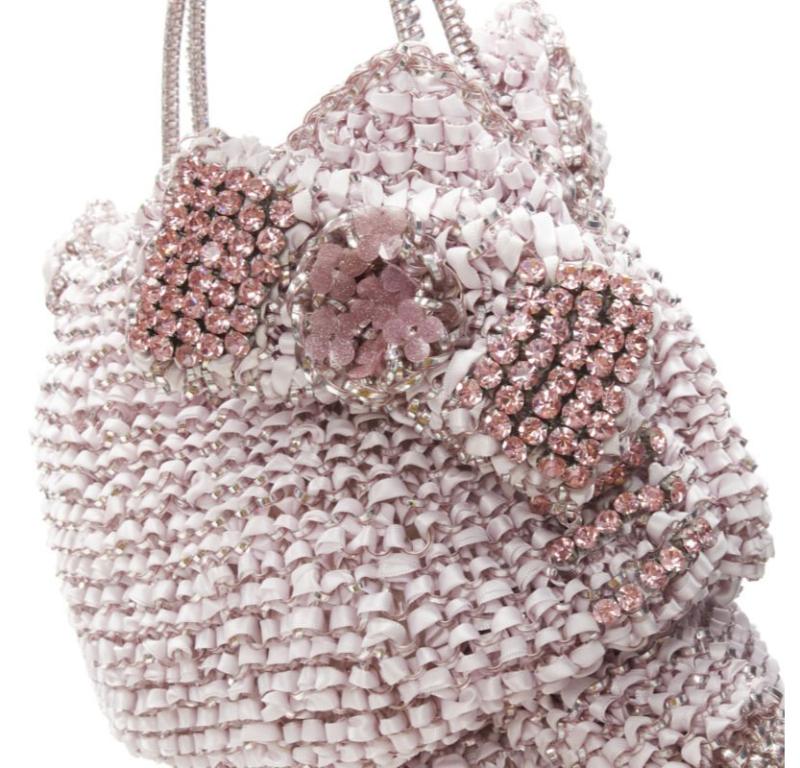 rare ANTEPRIMA HELLO KITTY pink crystal bow silk ribbon Signature wire bag 3