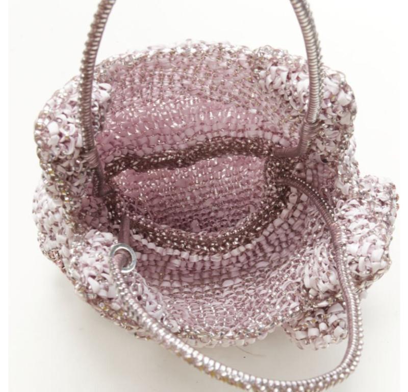 rare ANTEPRIMA HELLO KITTY pink crystal bow silk ribbon Signature wire bag 5