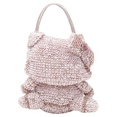 $2865 NEW Chanel Top Knit SILK Bow Braided Strap CC Logo Pink 38