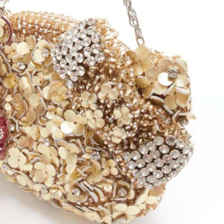 rare ANTEPRIMA HELLO KITTY Wire Bag floral leather sequin pink charms clutch 4