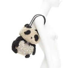 Seltene seltene ANTEPRIMA Drahttasche Panda mit schwarzem cremefarbenem Strass und Kristall