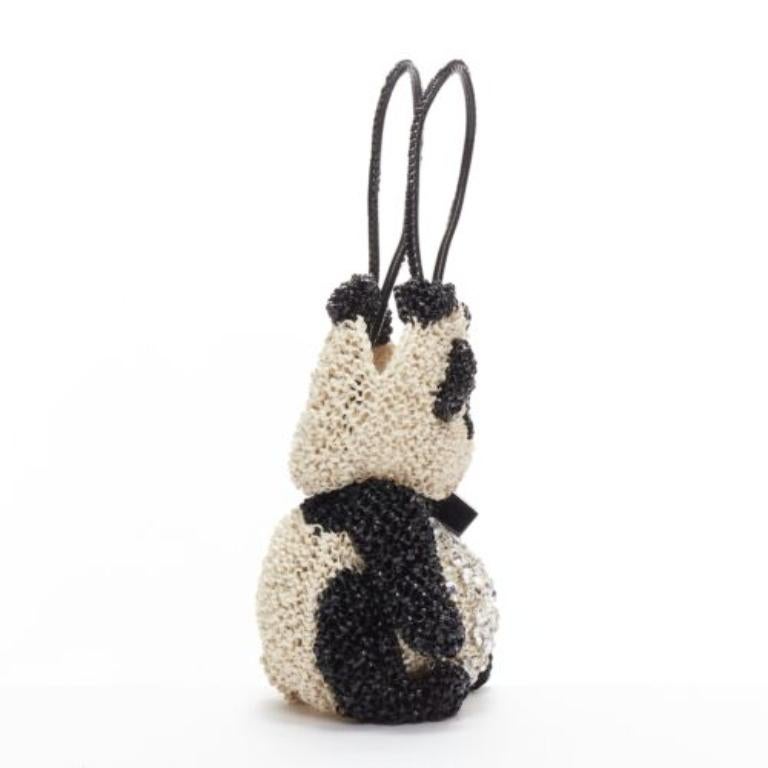 Women's rare ANTEPRIMA Wire Bag black cream rhinestone crystal Panda tote