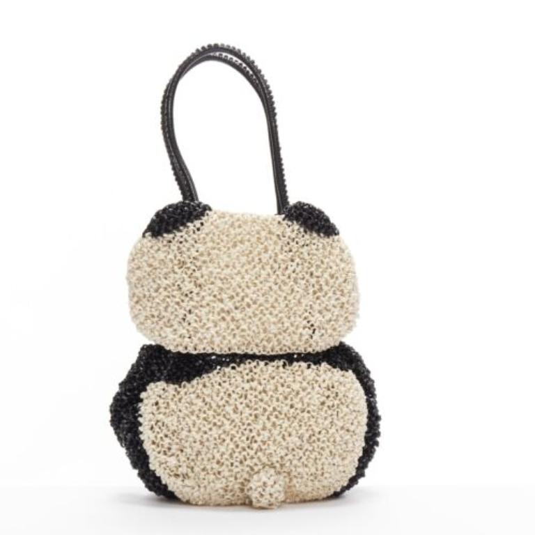 rare ANTEPRIMA Wire Bag black cream rhinestone crystal Panda tote 1