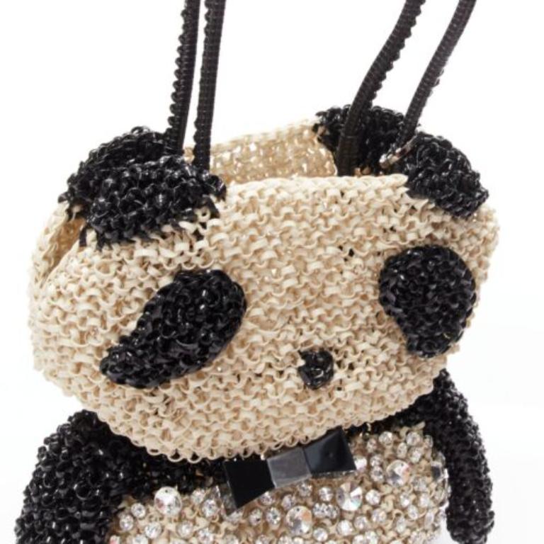 rare ANTEPRIMA Wire Bag black cream rhinestone crystal Panda tote 3