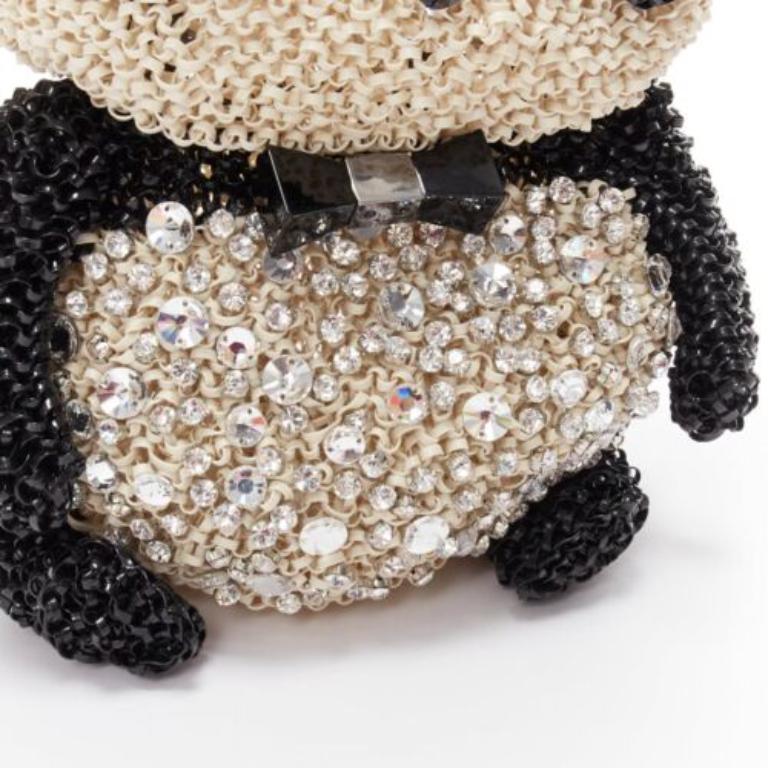 rare ANTEPRIMA Wire Bag black cream rhinestone crystal Panda tote 4