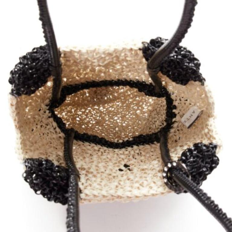 rare ANTEPRIMA Wire Bag black cream rhinestone crystal Panda tote 5