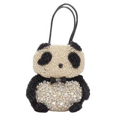 rare ANTEPRIMA Wire Bag black cream rhinestone crystal Panda tote