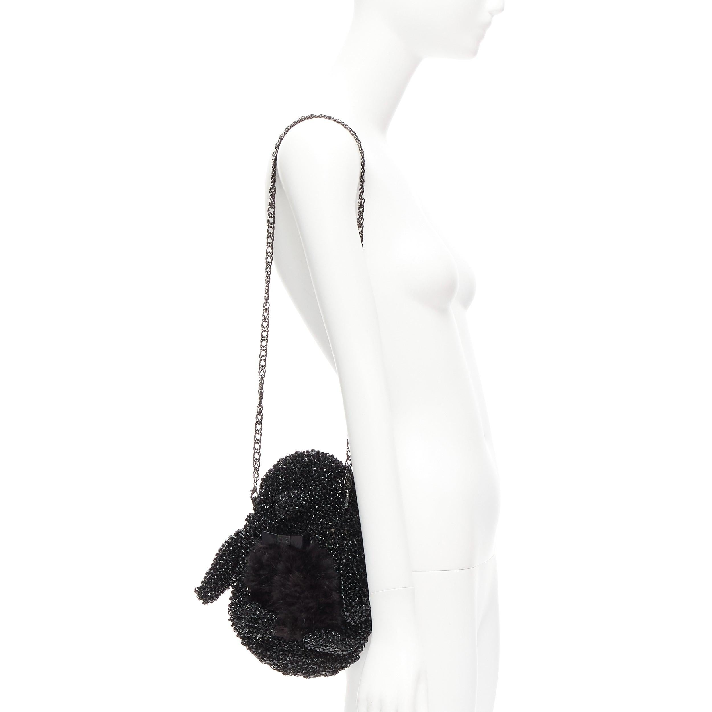 rare ANTEPRIMA Wire Bag black fur belly woven acrylic penguin chain crossbody
Reference: ANWU/A01061
Brand: Anteprima
Collection: Wire Bag
Material: Plastic
Color: Black
Pattern: Solid
Closure: Zip
Extra Details: Back zip. Fur and acrylic bowtie