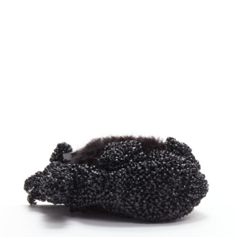 rare ANTEPRIMA Wire Bag  black fur belly woven acrylic penguin chain crossbody For Sale 2