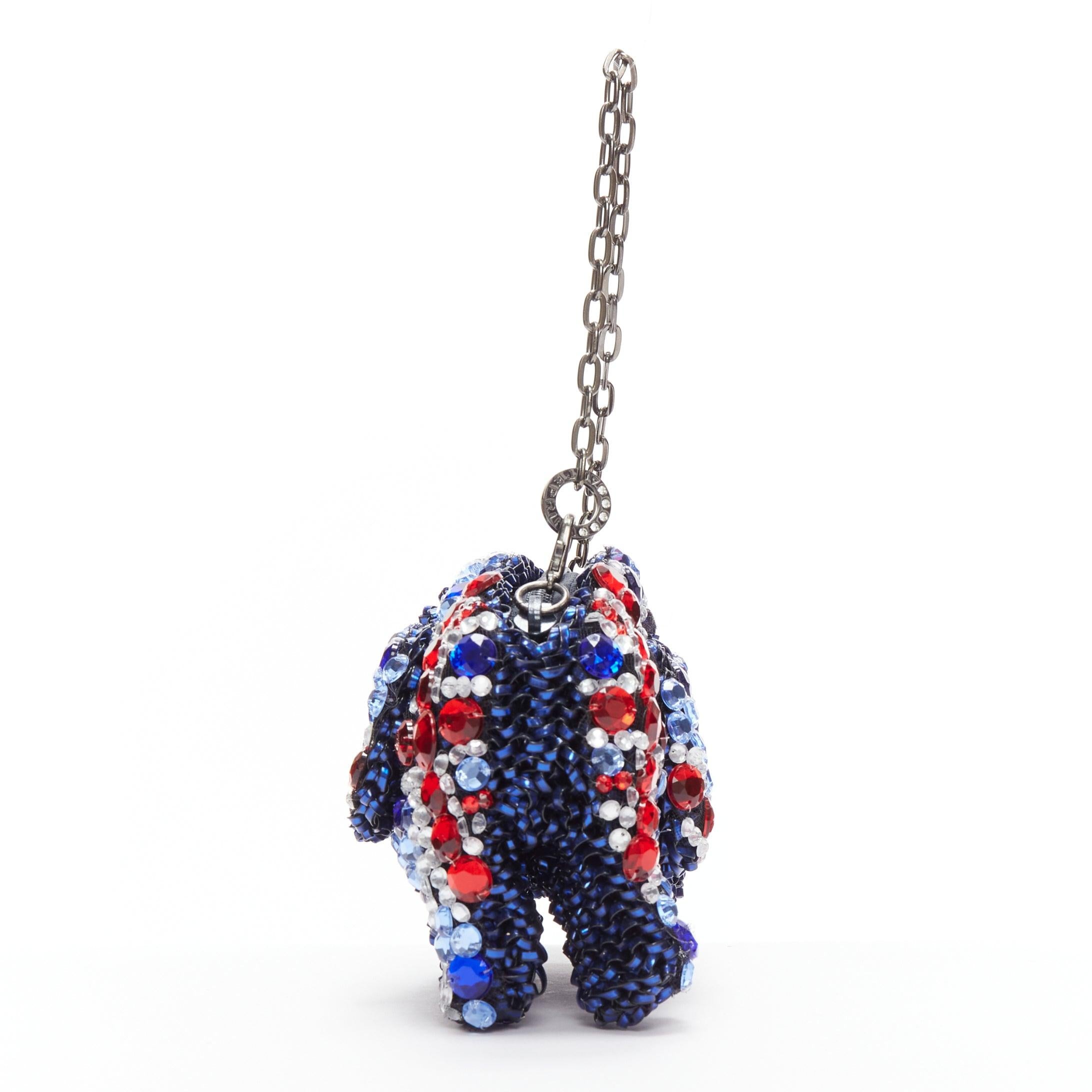 Women's rare ANTEPRIMA Wire Bag blue red crystal Union Jack elephant clutch For Sale