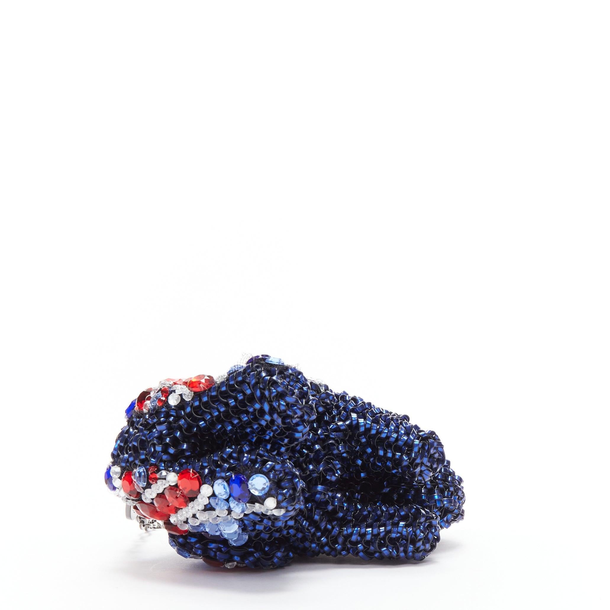 rare ANTEPRIMA Wire Bag blue red crystal Union Jack elephant clutch For Sale 2