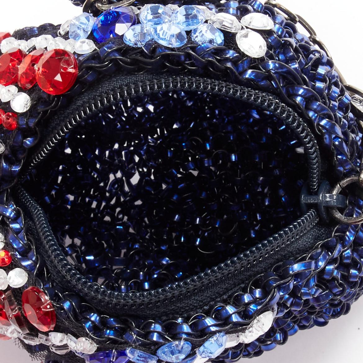 rare ANTEPRIMA Wire Bag blue red crystal Union Jack elephant clutch For Sale 5