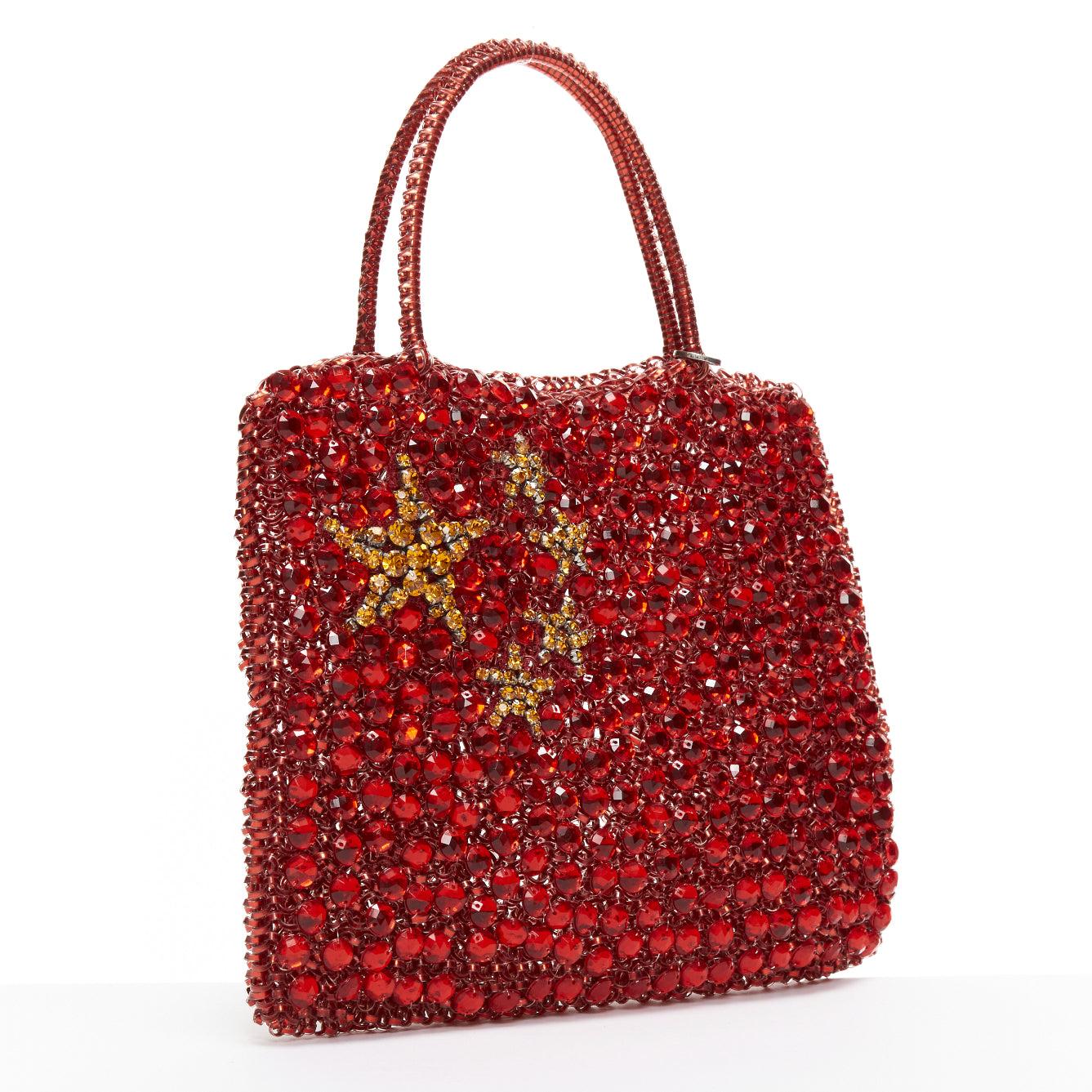 Red rare ANTEPRIMA Wire Bag Olympics China Flag red gold crystals tote For Sale