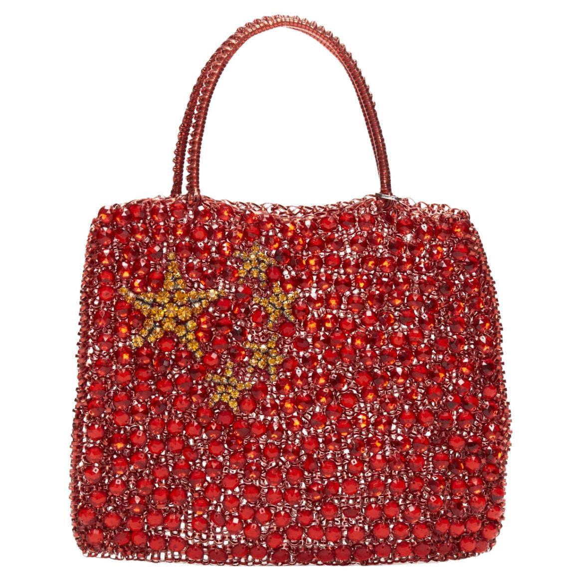 rare ANTEPRIMA Wire Bag Olympics China Flag red gold crystals tote