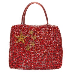 rara ANTEPRIMA Bolsa de alambre Olimpiadas Bandera de China rojo oro cristales tote